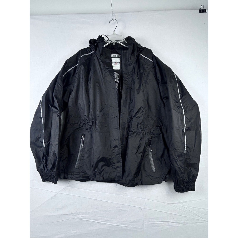 Harley Davidson Riding Gear Jacket Mens Black Reflective Nylon Windbreaker Large